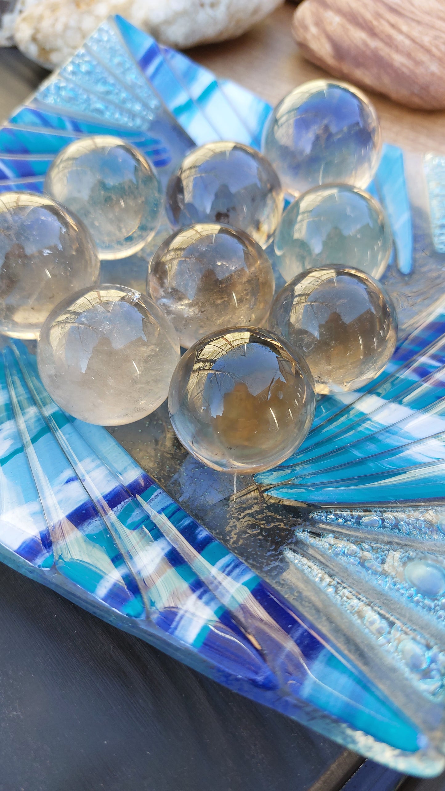 Smokey quartz mini spheres