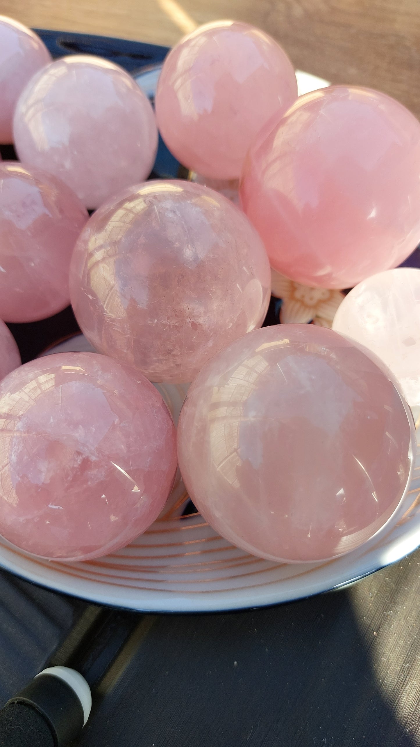 Rose quartz crystal spheres 30-50mm