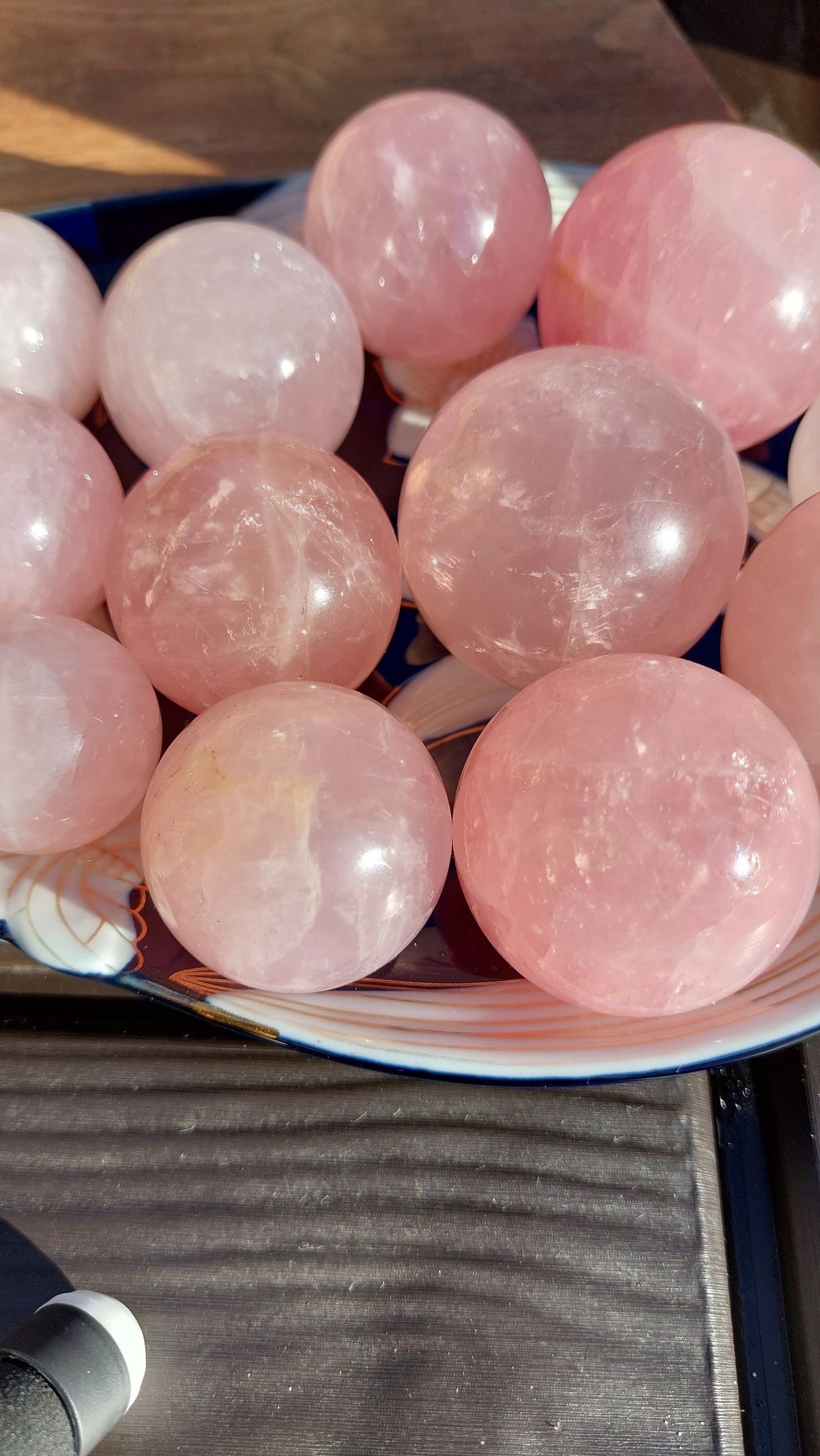 Rose quartz crystal spheres 30-50mm