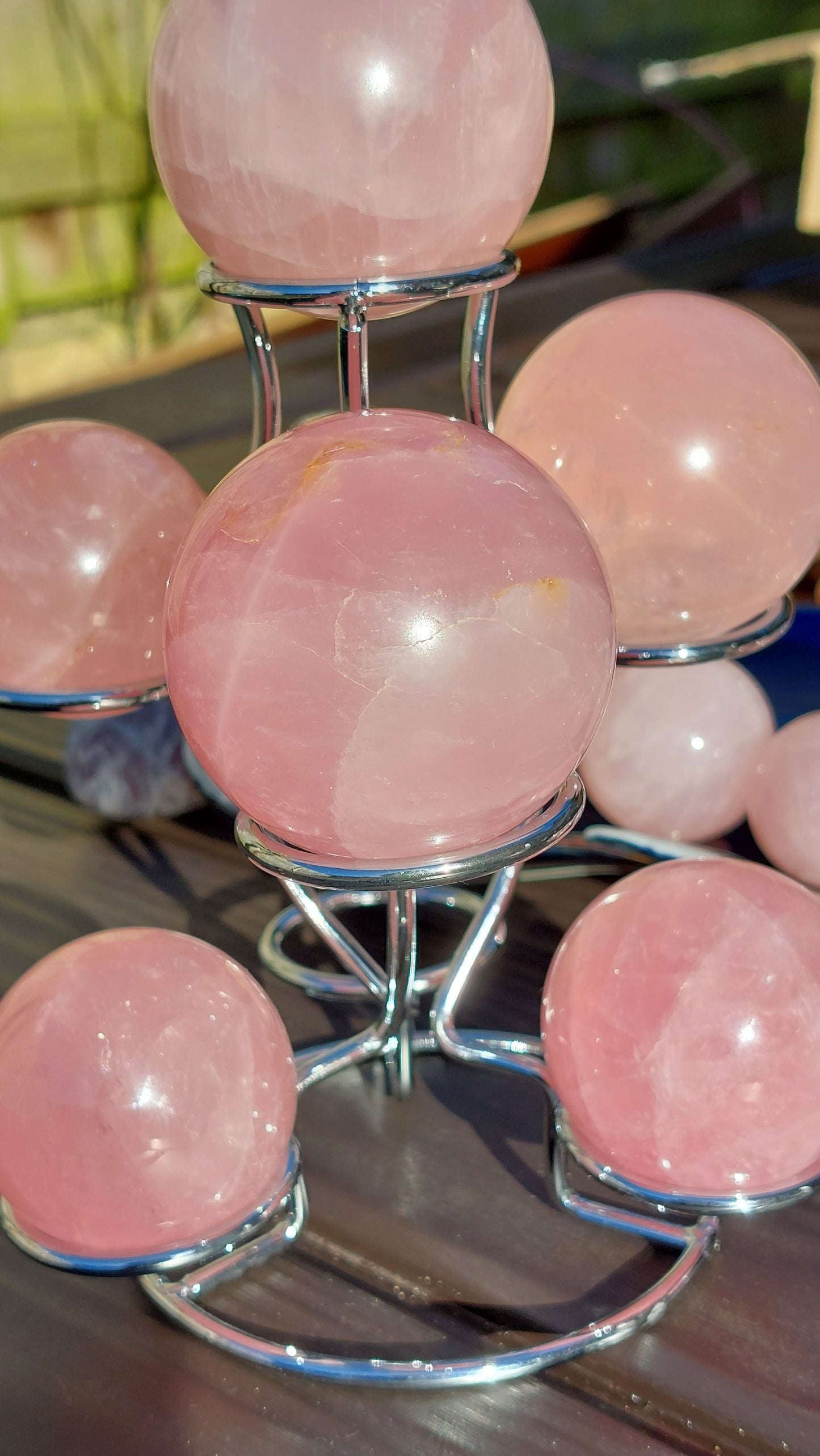 Rose quartz crystal spheres 30-50mm