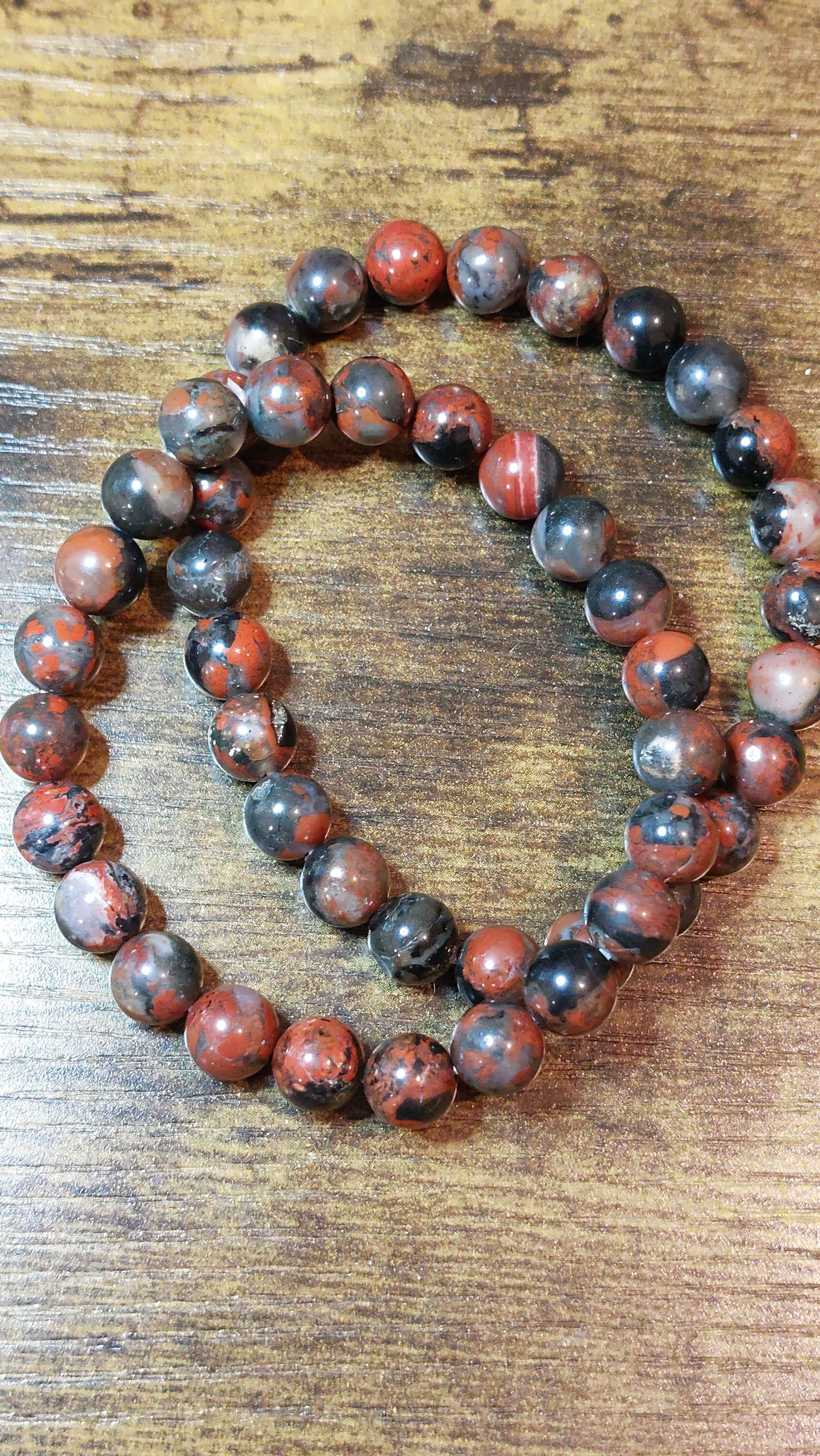 Beaded bracelet poppy/brecciate jasper