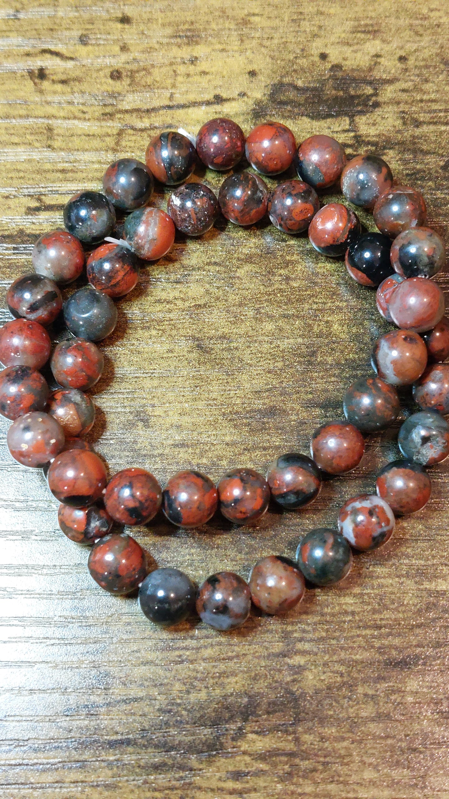 Beaded bracelet poppy/brecciate jasper