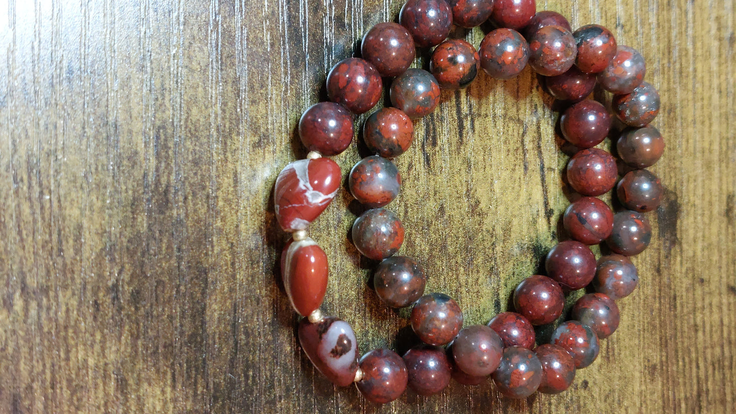 Beaded bracelet poppy/brecciate jasper